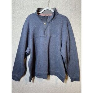 ORVIS Men's XXL Quarter-Zip Mock Neck Pullover Sweatshirt Activewear Blue Gray